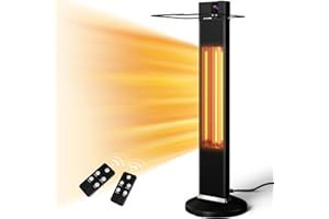 DANLUKE Outdoor Electric Patio Heater Infrared Heater with Remote, 3 Heat Levels, 24H Timers, 1500W Instant Heating,Tip-Over & Overheat Protection, Waterproof Tower Space Heater for Gazebo Patio, and Garage