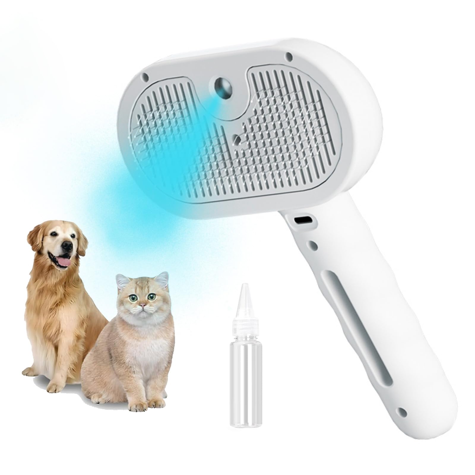 Photo 1 of 3-in-1 Steam Brush for Cats - Self Cleaning Cat Brush with Anti-Static & Shedding Control, Rechargeable Pet Grooming Tool for Long/Short Hair Cats & Dogs(White)