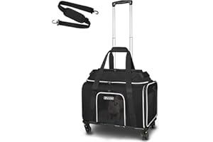 Petskd Top-Expandable Pet Carrier with Wheels 17x11x9.5 Inches Alaska Airline Approved, Soft-Sided Carrier for Small Cats Dog
