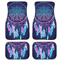Buybai Car Floor Mats Trendy Native American Indian Talisman Dream Catcher Bohemian Printed Colorful Heavy Duty Car Floor Mat 4PCS Car Mat Protector for Carpet