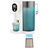 Dispenser, 20.3Oz Mouthwash Dispenser for Bathroom, 4 Dispensing Levels, with 2 Mouthwash Cups, LED Screen, Great for Kids and Adults (White)