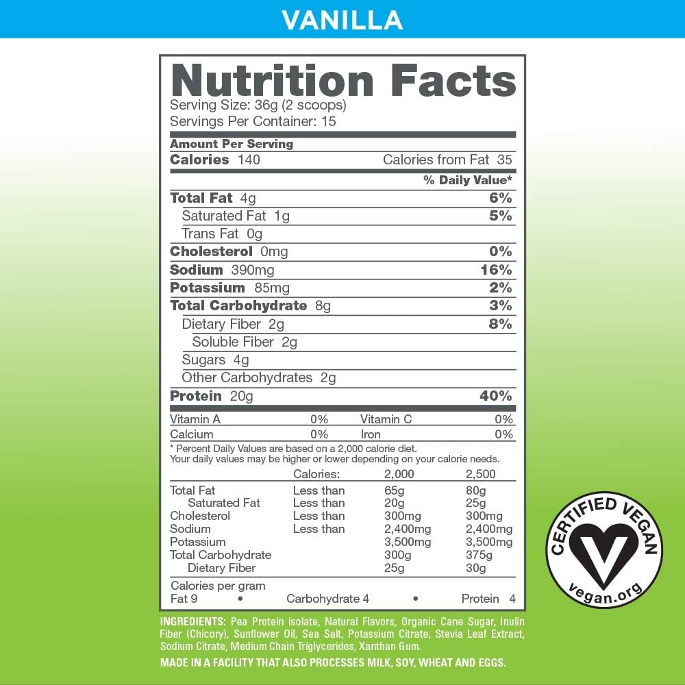 Vegansmart Plant Based Pea Protein Powder by Naturade - Vanilla (15 Servings): Health & Personal Care