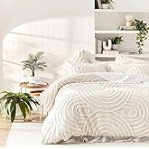 Gaytri Handicraft Luxury Tufted Duvet Cover Set, 3 Pieces White Duvet Cover, Modern Boho Design Twin Full Queen King Comforter Cover Set with 2 Pillowcase (Queen 90X90, Pattern 02)