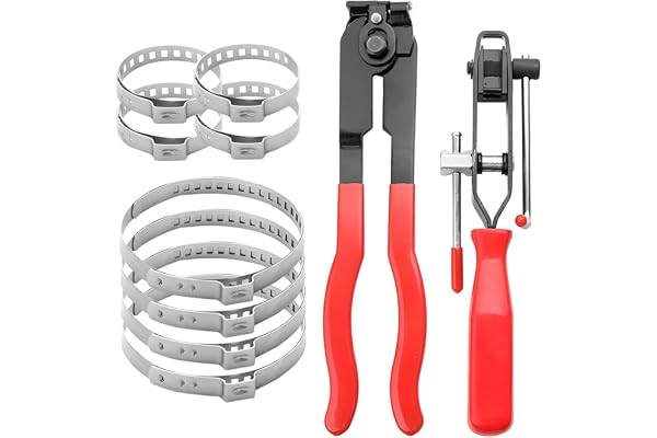 XINLIYA Car CV Joint Boot Clamps Pliers, Vehicles Ear Boot Tie Pliers Banding Tools Kit with 8PCS Crimp Bands, Heavy Duty Aut