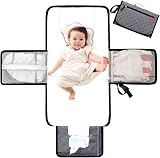Lekebaby Portable Nappy Changing Mat with Wipe-Pocket Grey Diamond