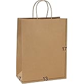 BagDream Paper Bags 13x7x17 50Pcs Large Gift Bags with Handles Bulk, Kraft Recycled Brown Paper Sacks for Shopping, Party Favors, Retail, Merchandise, Grocery