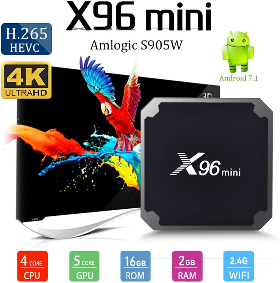 YUTMART Android 7.1.2 X96 Mini 2GB 16GB Quad Core Tv Box 4K HD H.265 Set Top Box