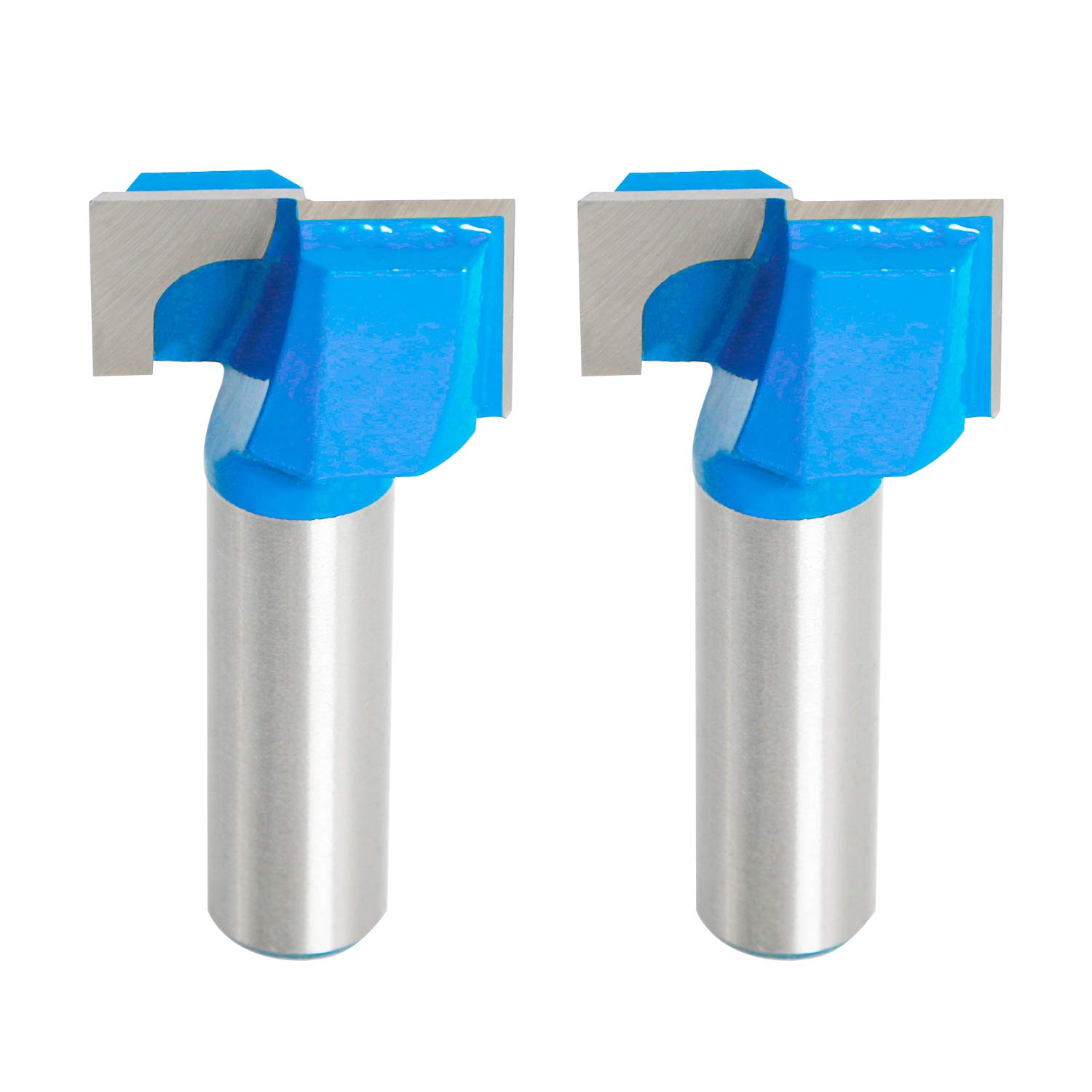 Aopin 1-1/4-Inch Dia Bottom Cleaning Router Bit 1/2-Inch Shank, Mortising Bit, Spoil Board Surfacing, Slab Flattening Woodworking Milling Cutter Carbide Tipped, Blue, Silver, 2Pcs
