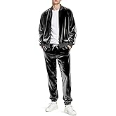 Heyfanee Mens Velour Tracksuits 2 Piece Set Full Zip Sweatsuit for Men Jogging Suits Velvet Jacket Pants Outfits