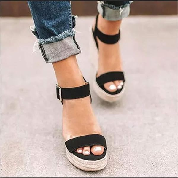 VICKI·VICKI WOMEN’S WEDGES SANDALS PLATFORM WEDGE HEELS ESPADRILLES WOMEN SHOES SANDALS BLACK SIZE 11