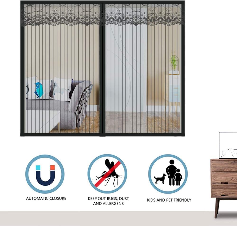 Negro 35x55cm GOUDU Ventana Pantallas Velcro con Cierre MagnéTico Cortina Anti Mosquitos de la