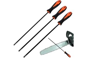 Kioiner 3 Pcs Chainsaw Chain Sharpening Files, 5/32, 7/32, 3/16 Inch, Round Carbon Steel Chainsaw File with Plastic Handle fo