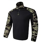 KRYDEX Tactical Men's Combat Shirt Rapid Assault Long Sleeve Shirt with Elbow Pads