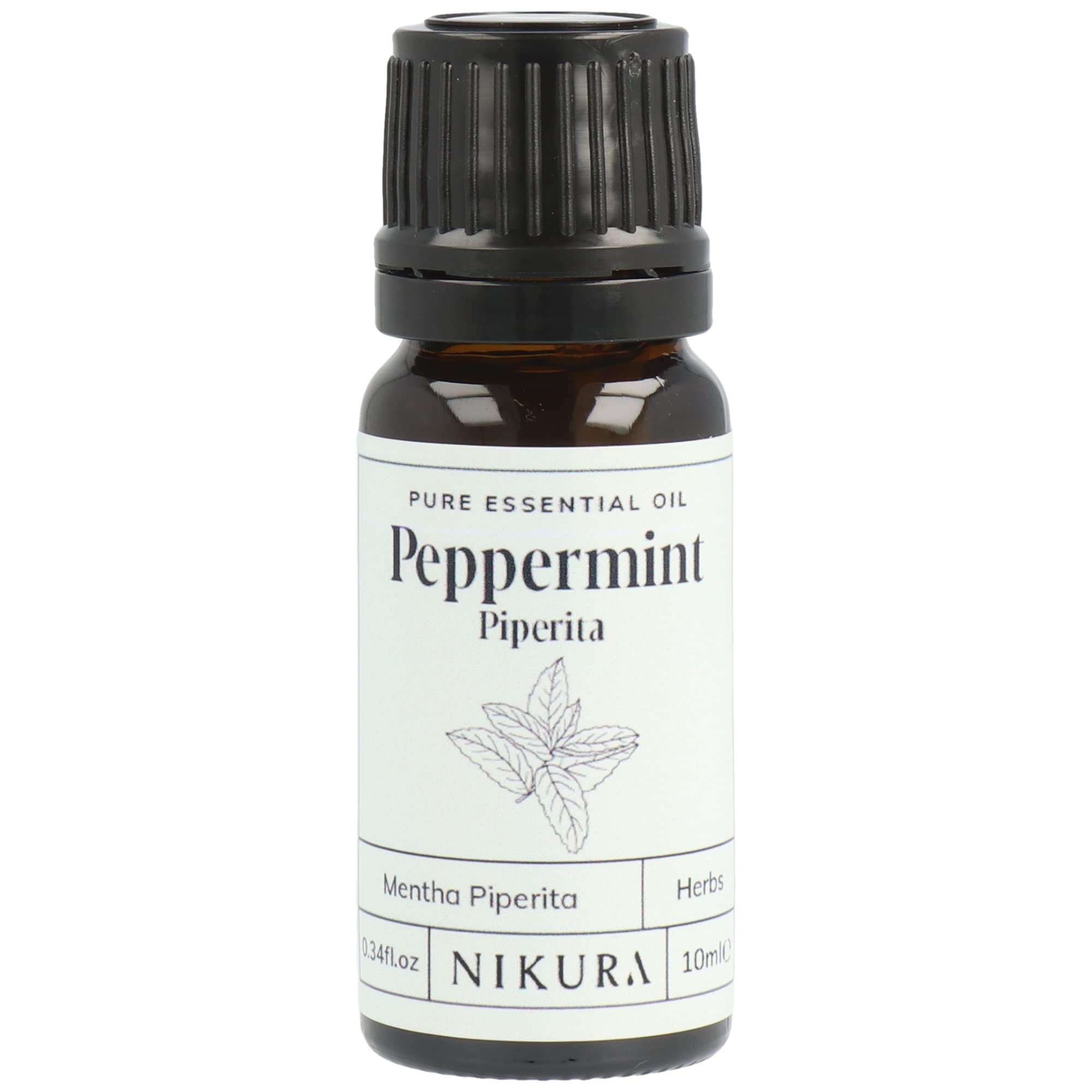 Nikura Peppermint Essential Oil - 10ml | Perfect for Repelling Spiders, Rats, Mice, Bugs, Ants | Great for Hair, Headaches Relief, Energy Boost, Skin, Candle Making | Vegan & UK Made