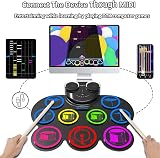 CNAPXAIA Electric Drum Kit 9 Pads Dual Speakers Bluetooth MIDI Practice view 2