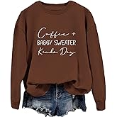 Coffee Sweatshirts for Women Coffee Baggy Sweater Crewneck Sweatshirt Graphic Casual Lightweight Pullover Tops