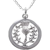 Alexander Castle 925 Sterling Silver Scottish Thistle Necklace - 18mm x 18mm Pendant with 18" Silver Chain & Jewelry Gift Box - Scottish Gifts for Women