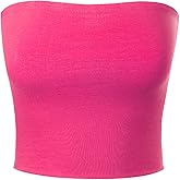 MixMatchy Women's Strapless Tube Tops Basic Bandeau Crop Sleeveless Backless Casual Sexy Going Out Summer 2025 Fuchsia M