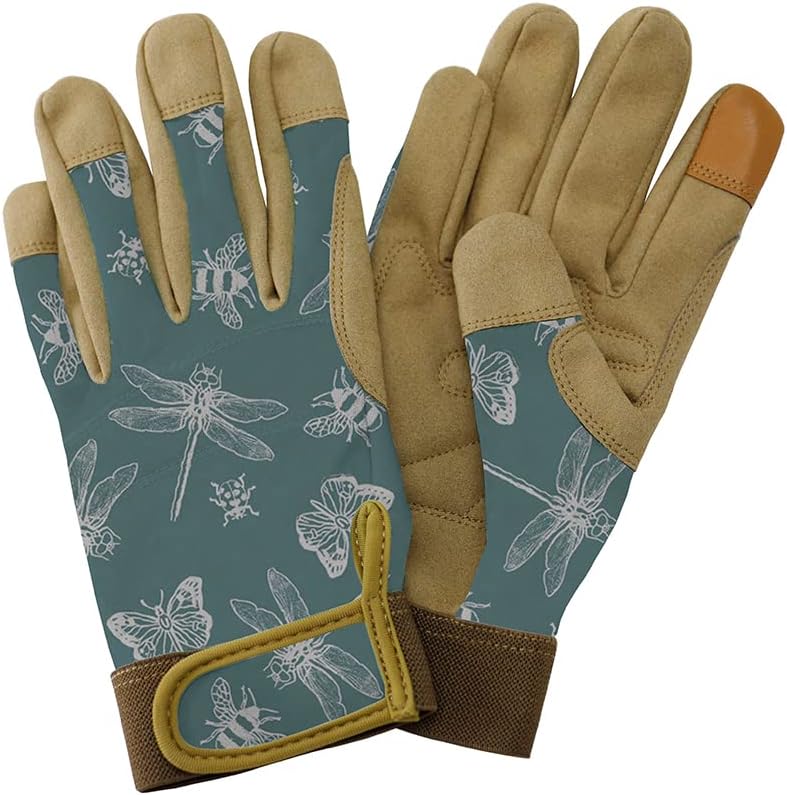 Kent & Stowe Comfort Gardening Gloves Flutter Bugs Green Small