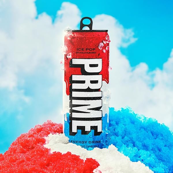 PRIME ENERGY ICE POP | ZERO SUGAR ENERGY DRINK 24 PACK | PREWORKOUT ENERGY | 200MG CAFFEINE WITH 355MG OF ELECTROLYTES AND COCONUT WATER FOR HYDRATION| VEGAN | GLUTEN FREE |12 FLUID OUNCE | 24 PACK