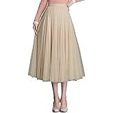 Womens Casual Skirt Elastic High Waist A-line Fairy Skirt Flowy Midi Blow Knee Skirts