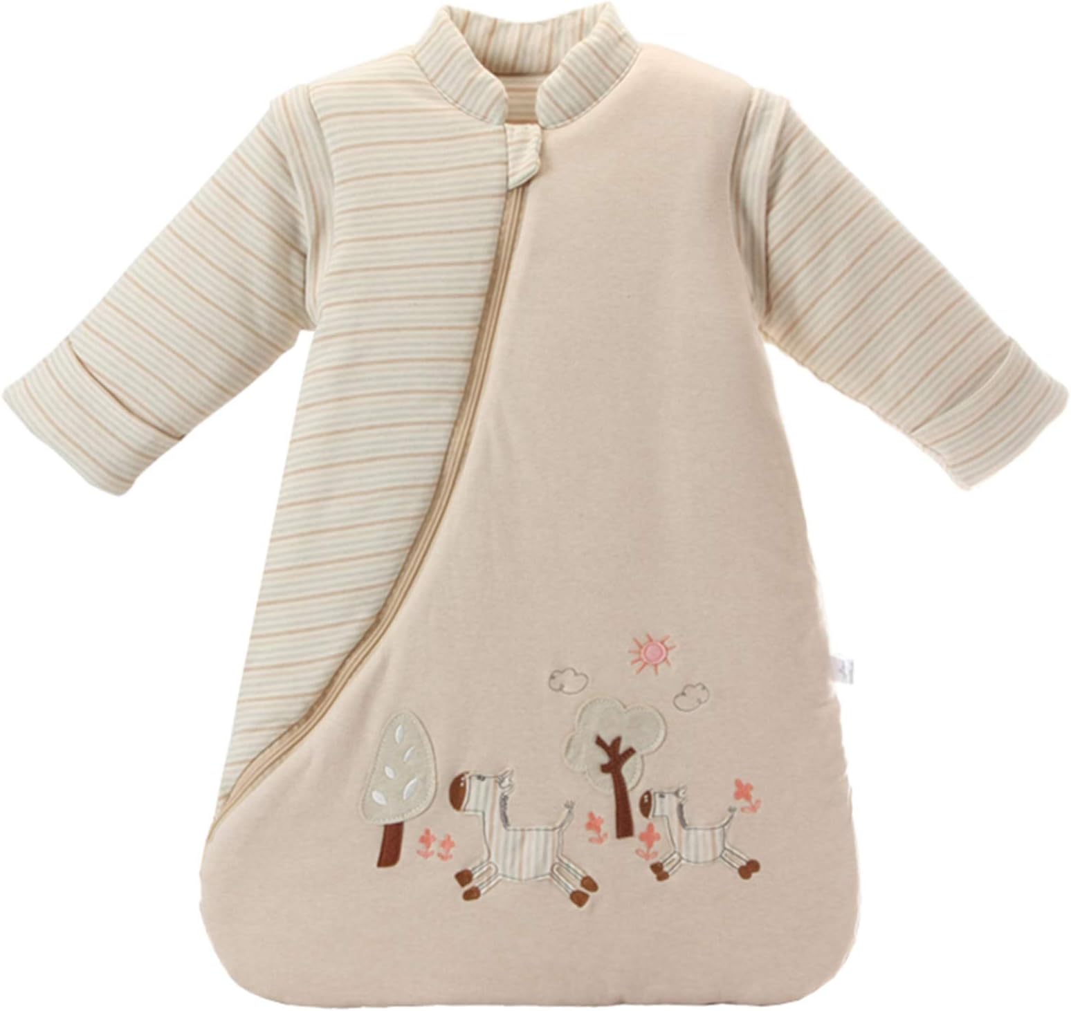 Chilsuessy Baby Sleeping Bag with Detachable Sleeves Winter Thickened (L(Length:100cm), Brown Horse)
