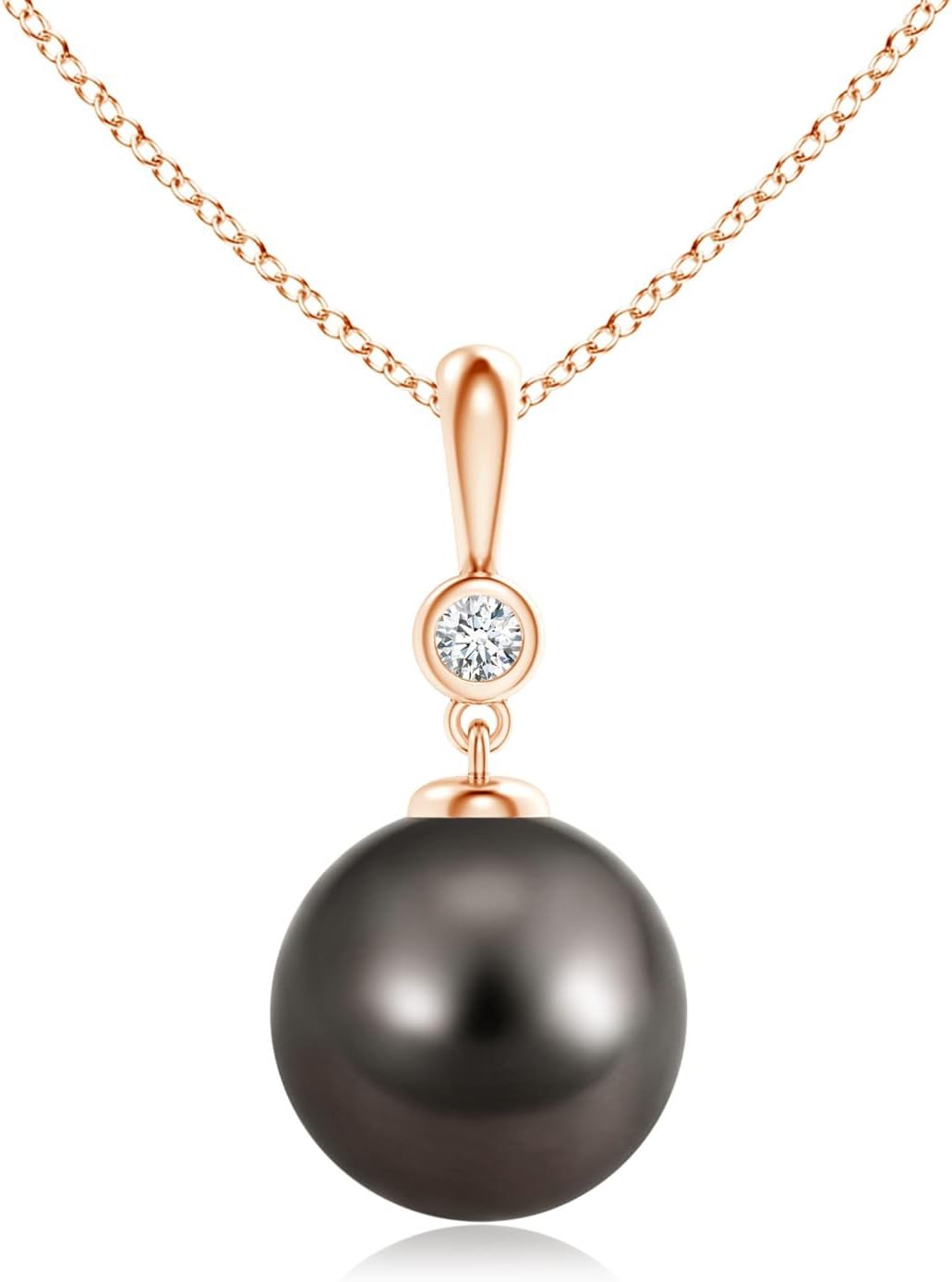 Classic Tahitian Cultured Pearl Drop Pendant with Diamond (10mm Tahitian Cultured Pearl)