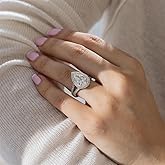 925 Sterling Silver Shiny Full Diamond Gemstone Ring 18K Gold Teardrop 3Ct Cubic Zirconia Promise Rings CZ Diamond Multi Row Ring Eternity Bride Engagement Wedding Party Ring for Women A.29(US Code 7)