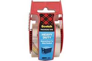 Scotch Heavy Duty Shipping Packaging Tape, 1.88" x 27.7 yd, Great for Packing, Shipping & Moving, Clear, 1 Dispensered Roll (142L)
