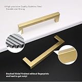 LONTAN 10 Pack Gold Cabinet Handles 160mm Brushed Brass 173mm 12mm view 4