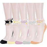 Benefeet Sox Womens Girls Sheer Socks Lace Mesh Ankle Socks Transparent See Through Short Sock Ultra Thin Nylon Summer Sock