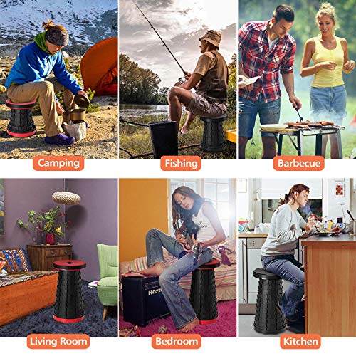 Portable Folding Stool Chair for Camping Retractable Stool Lightweight Travel Small Collapsible Chair Stools for Fishing Hiking Outdoor Activities Kitchen Garden, Height Adjustable 2.5 to 18 Inches - Thumbnail 6