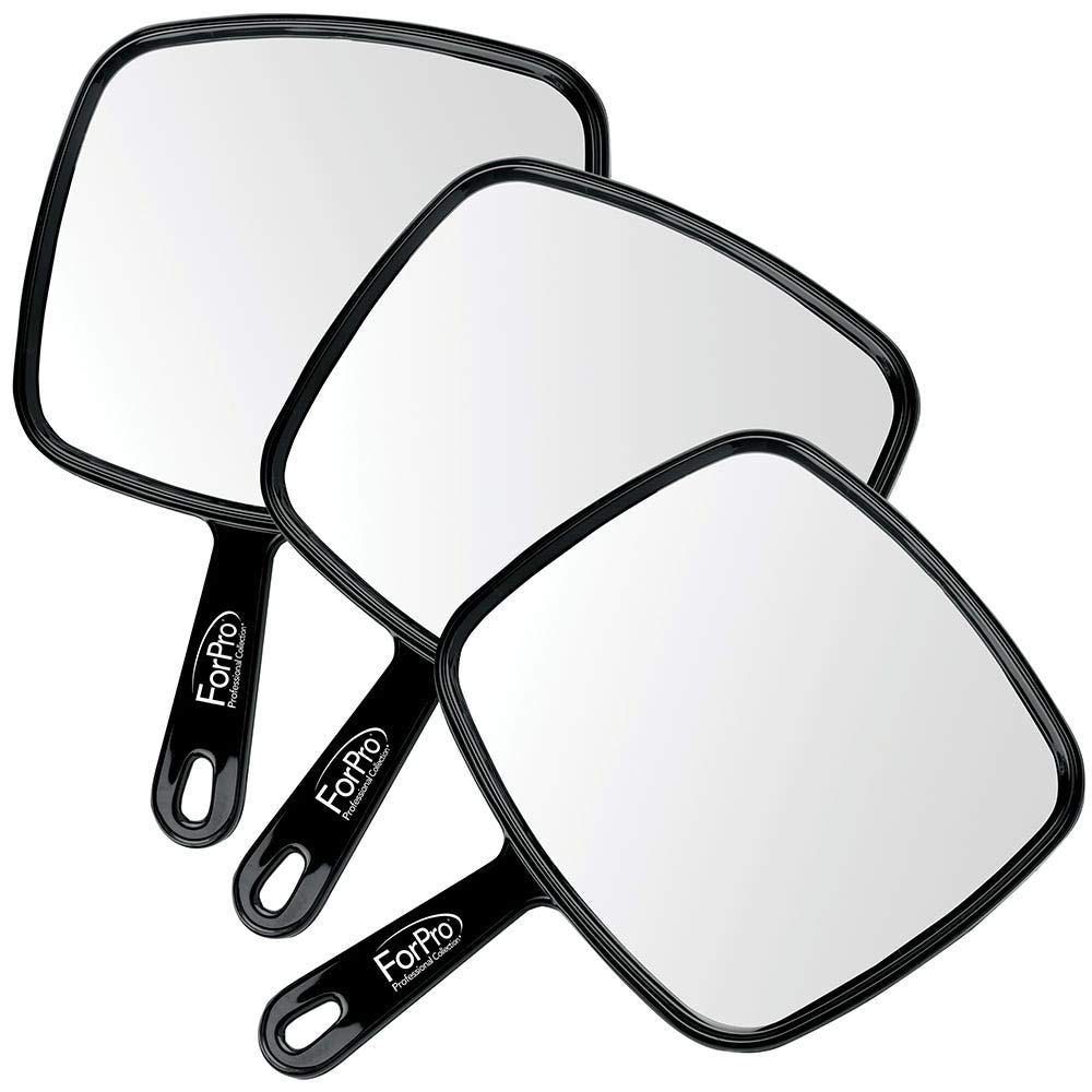 ForPro Large Hand Mirror, Black, 9” W x 12” L: Beauty