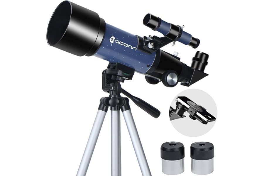 Telescopes, Telescope for Kids and Adults Beginners, 70mm Aperture 400mm Focus Length Refractor Travel Telescope with AZ Mount for Observe The Moon and Landscape (Blue)
