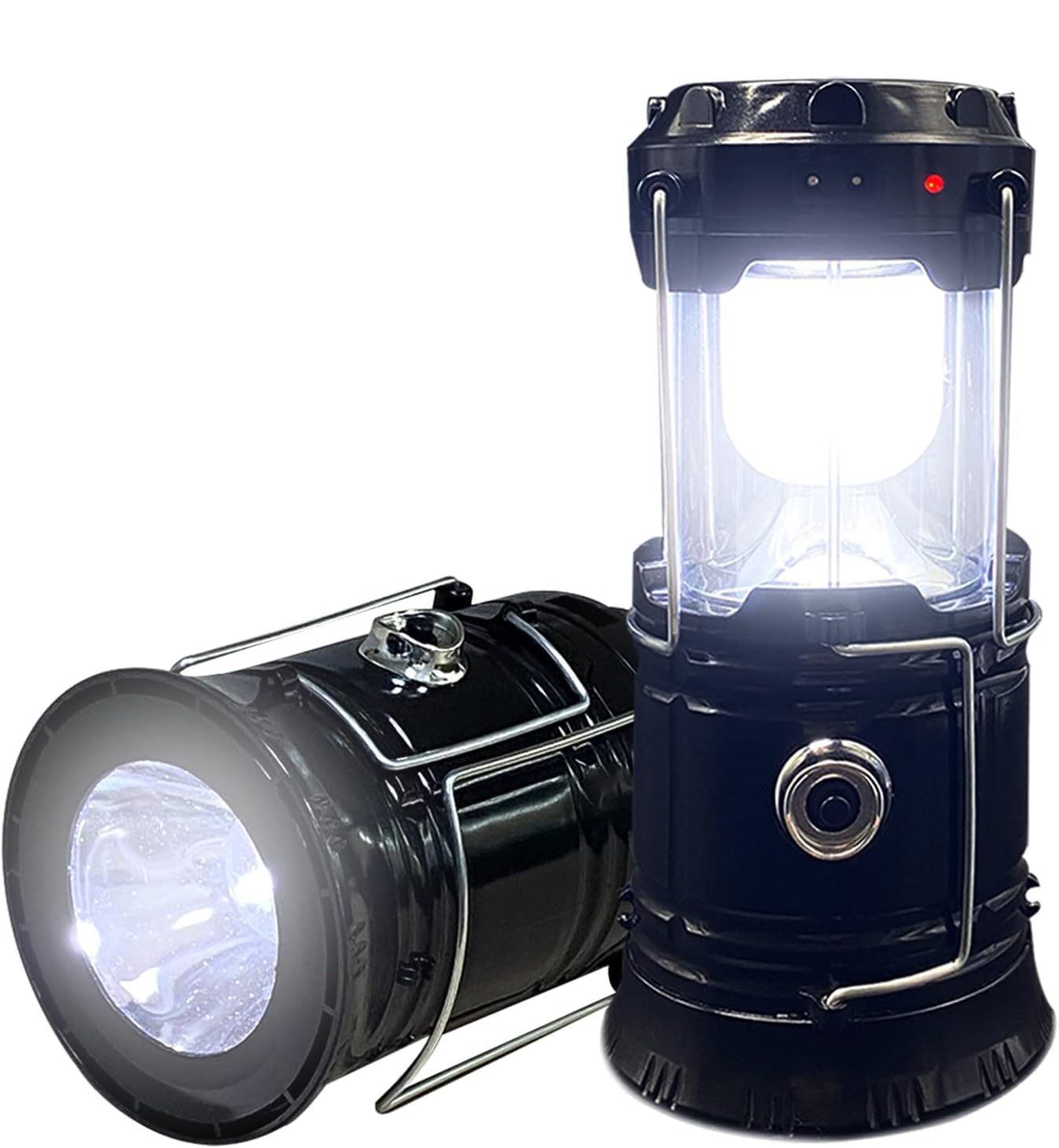 Photo 1 of 2-Pack Collapsible Camping Lantern XTAUTO Solar USB Rechargeable Portable Lightweight Waterproof LED Flashlight Survival Kits for Indoor Outdoor Home Emergency Light Power Outages Hiking Hurricane