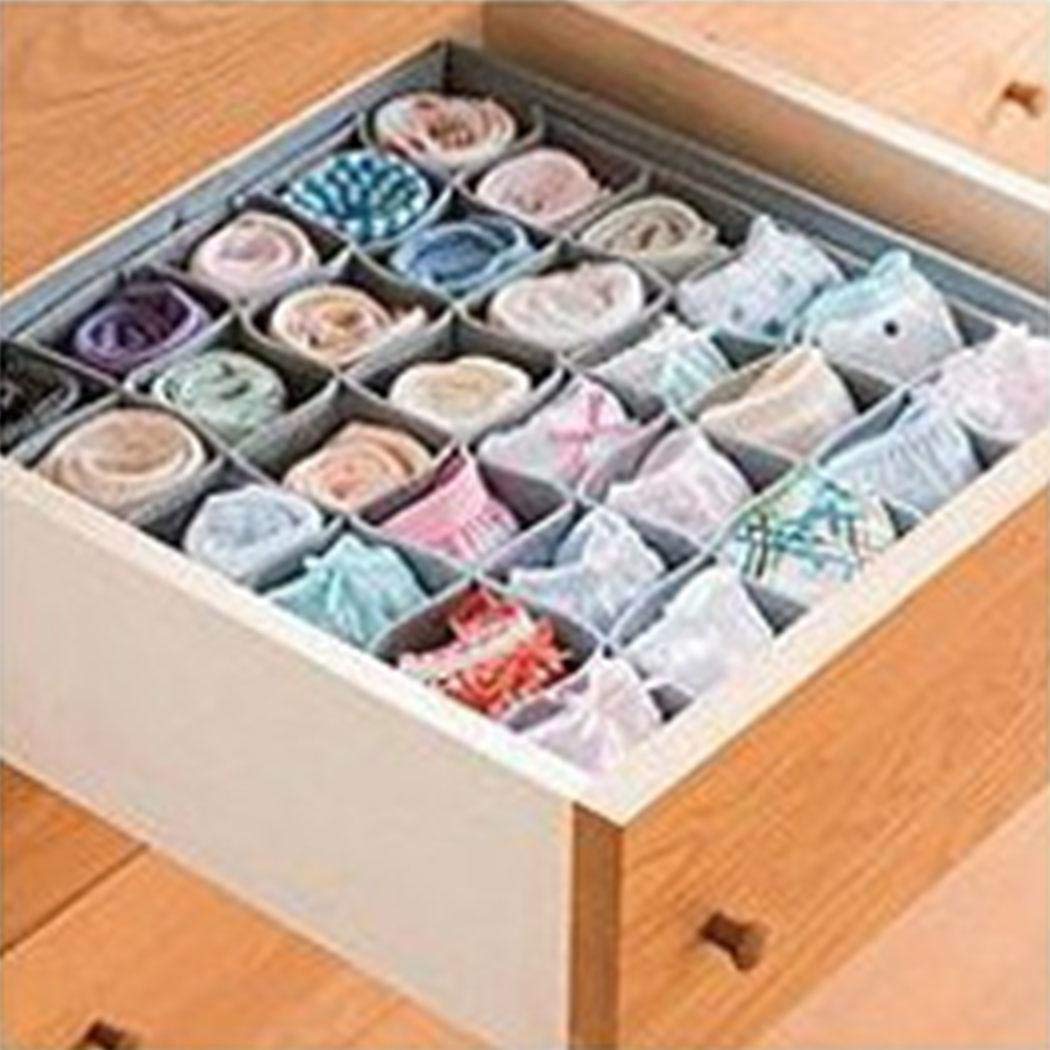 linselles Carbone di bambù Scatola da 30 Scomparti Durevole Solidi Intimo Calzini Cravatta Scatola di Immagazzinaggio Cassetti