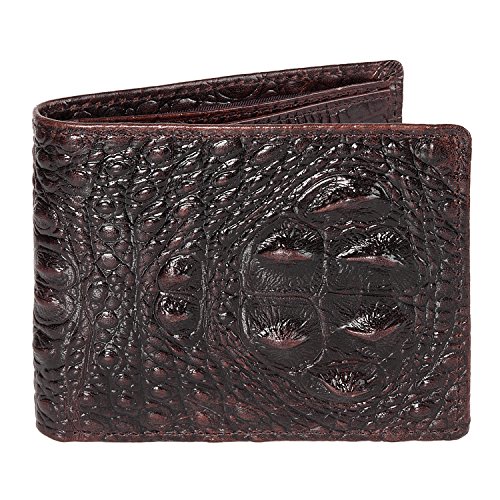 NiceEbag Men Genuine Leather Crocodile Pattern Bifold Wallet (Classic)