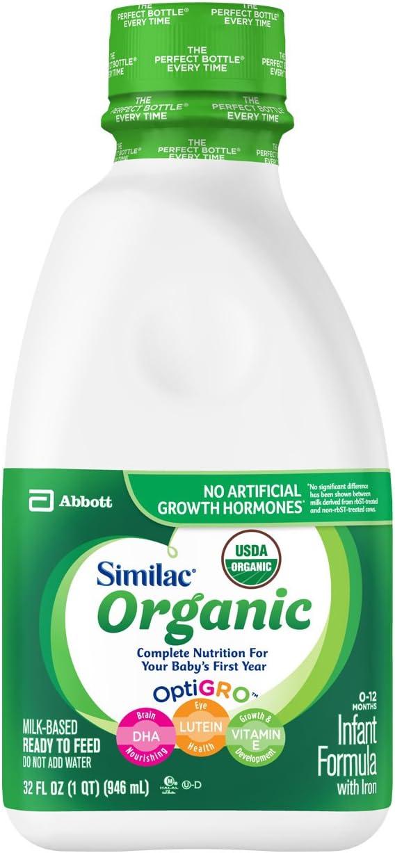 Similac Organic Infant Formula with Iron, USDA Certified Organic, Baby Formula, Ready to Feed, 32 oz