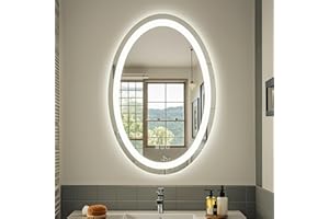 SMIROR Oval LED Bathroom Mirror 20x 28, Lighted Vanity Mirror for Wall, Anti-Fog, Shatter-Proof, Dimmable, Memory, 3 Colors (Front Lights + Backlit)