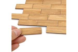 iLAND Varnished Dollhouse Flooring on 1:12 Scale, Dollhouse Floor Boards of Bamboo (Rectangular 96pcs)