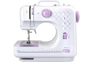 Mini Sewing Machine with Foot Pedal, Portable Electric Sewing Machine with 12 Built-in Stitches & LED Light, Beginner Sewing 