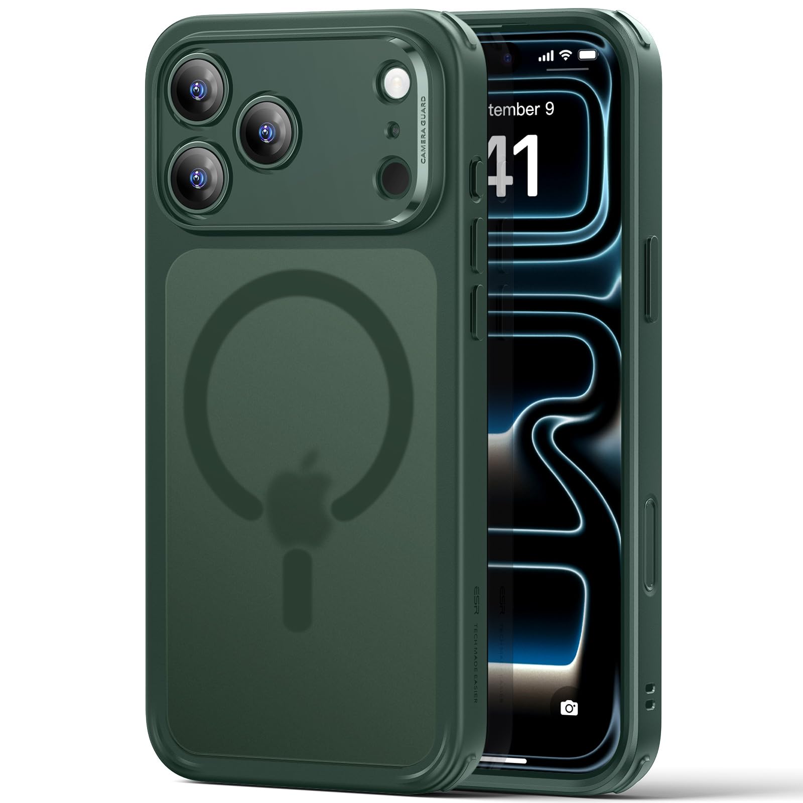 Photo 1 of ESR for iPhone 17 Pro Max Case, Camera Control, Compatible with MagSafe, Shockproof Military-Grade Protection, Magnetic Phone Case for iPhone 17 Pro Max, Classic Hybrid Case, Frosted Green