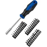 ROTATION 31PC Torx Screwdriver Bit Set with 1/4 inch Magnetic Bits Driver | T5-T40 Torx Bit Set, H1.5-H8 Hex Bit Set, PH1-PH4, SL3-SL6, for Garage, Home, Work, DIY Repair