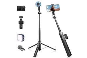 K&F CONCEPT Popod 72" Phone Tripod, 3-in-1 Clip & Magnetic Selfie Stick with Remote, Automatic Phone Tripod Stand, Compatible