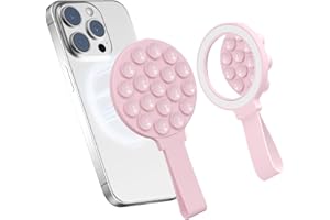 QxbSky for Magsafe Silicone Suction Cup Phone Mount Built-in Mirror for iPhone Hands-Free Cell Phone Accessory Holder for Selfies & Videos (Pink)