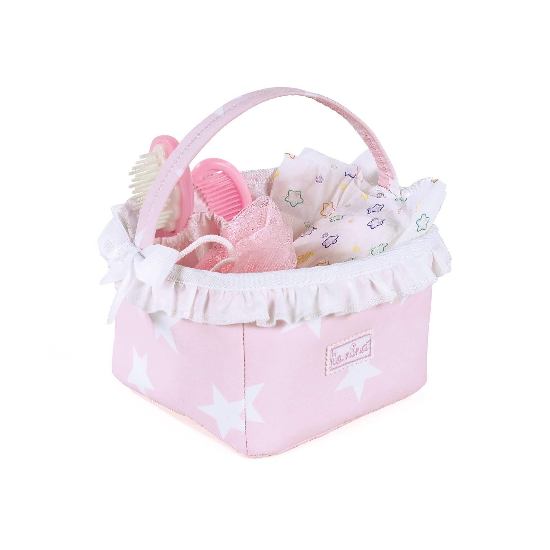 La Nina 62070 Doll Basket with Accessory, Pink, 16 x 12 x 16 cm