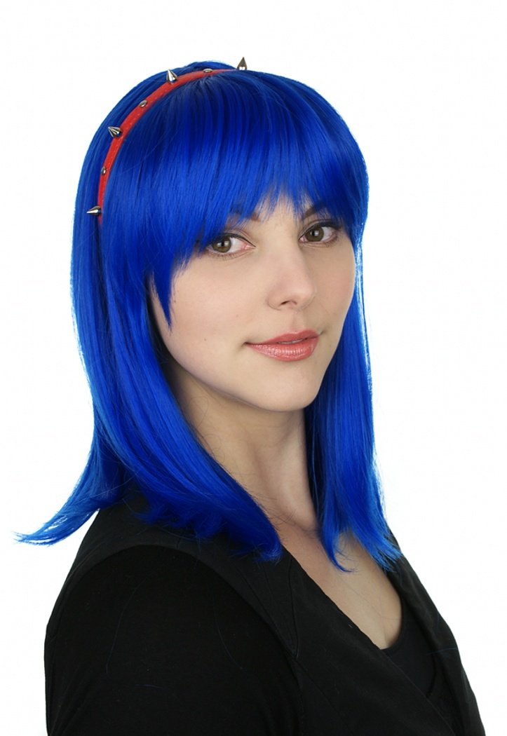Prettyland King-Blue matt Natural static-free Mid-Length Straight Heat-Resistant Wig with Bangs for Daily Life C787 โ image 1