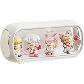 Display Case for Figures Long Style, Clear Space Pod Figure Storage Box, Acrylic Display Box with Magnetic Door Suitable for Pop Mart, Lego Collectibles Action Figures (White)