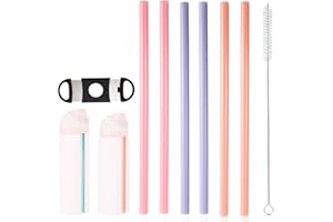 6pcs Replacement Straws for Owala FreeSip 24oz 32oz, 3 Colors Reusable Plastic Straws with Cleaning Cleaner Brush & Cutting T