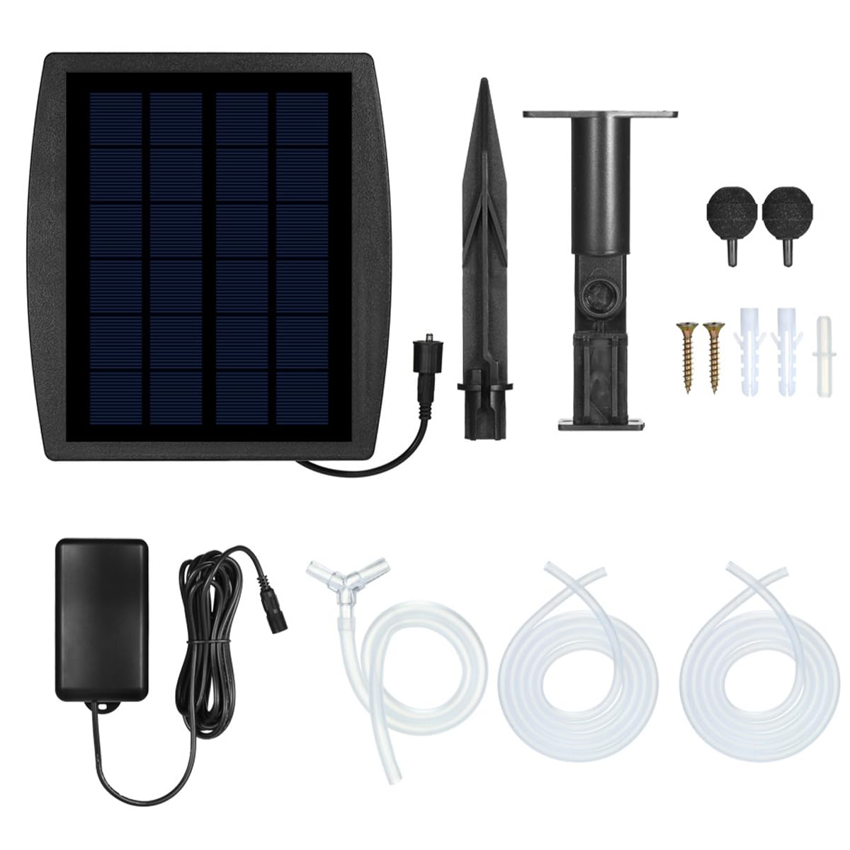 Tiardey Solar Powered Air Pump, Oxygenator Aerator Air Pump Oxygen for Outdoor Pool Pond Fish Tank,Oxygen Pump with Air Stone